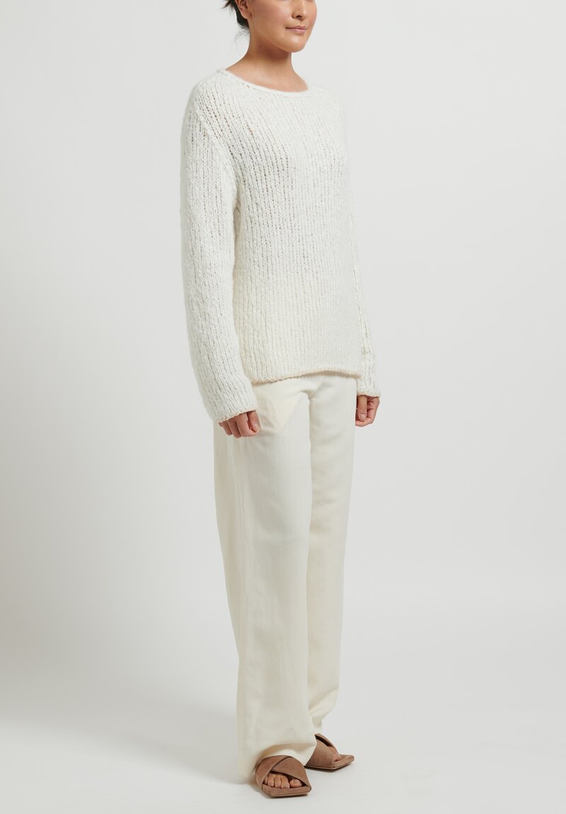 Wommelsdorff Hand Knit Grace Sweater in Oatmeal & Milk White	