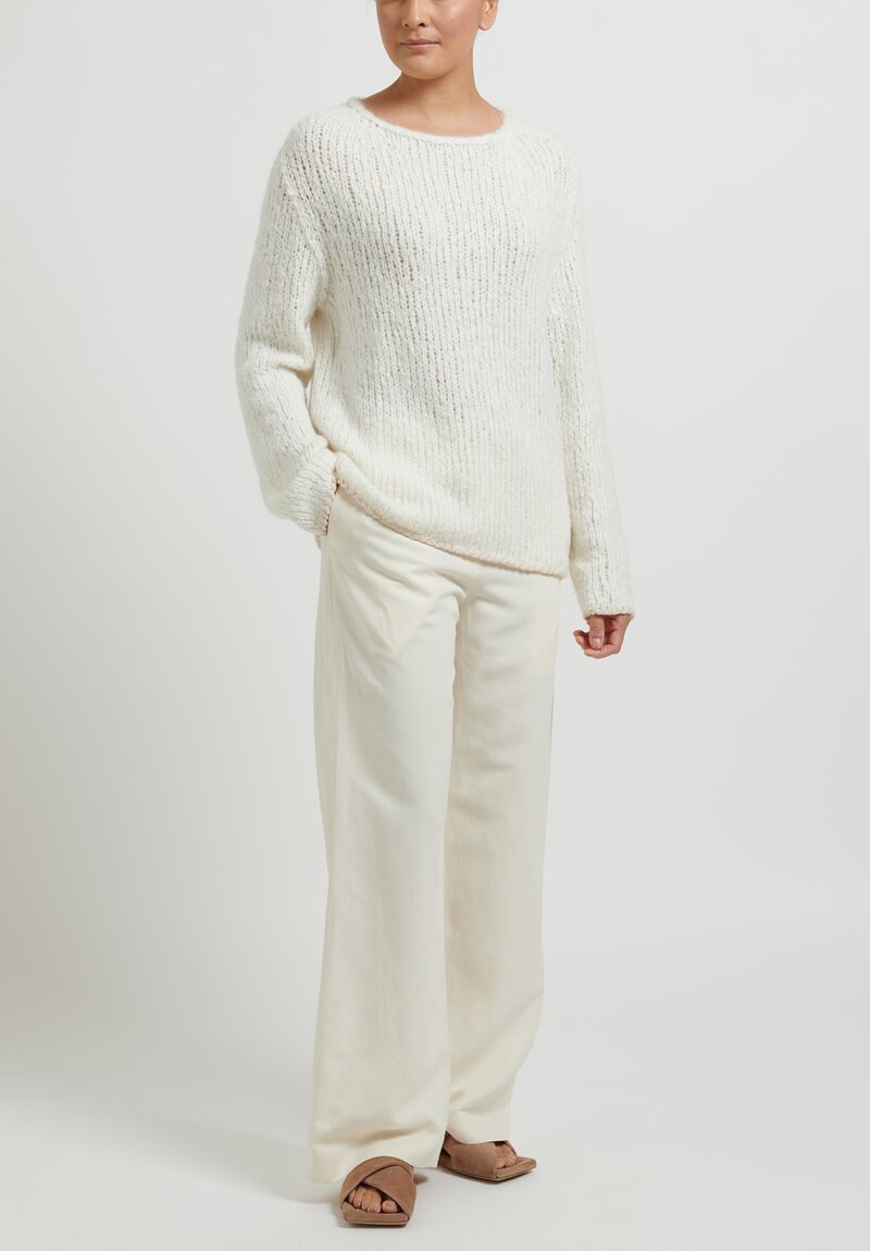 Wommelsdorff Hand Knit Grace Sweater in Oatmeal & Milk White	