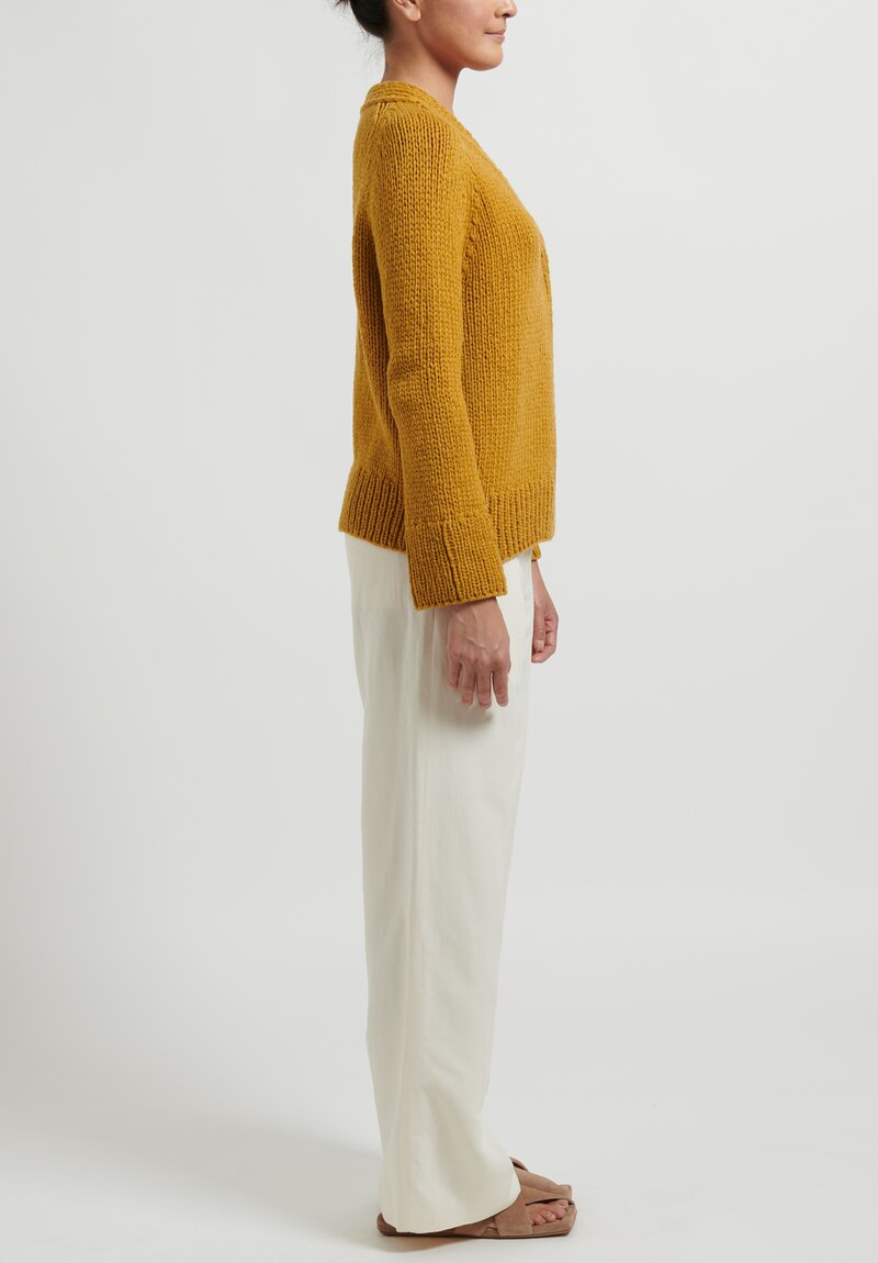 Wommelsdorff Hand Knit Laiko Cashmere Cardigan in Okker Yellow	
