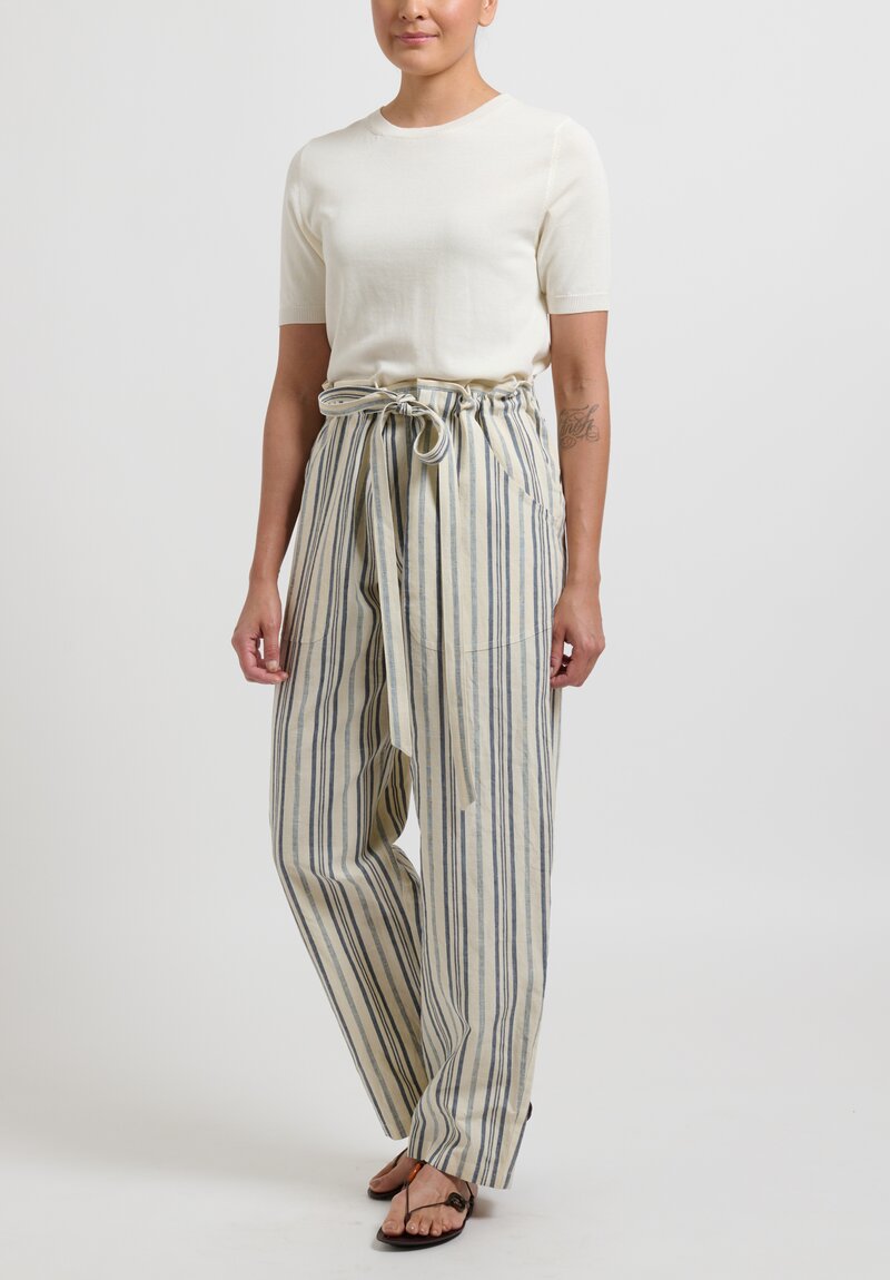 Zanini Striped Coulisse Pant in White & Blue	