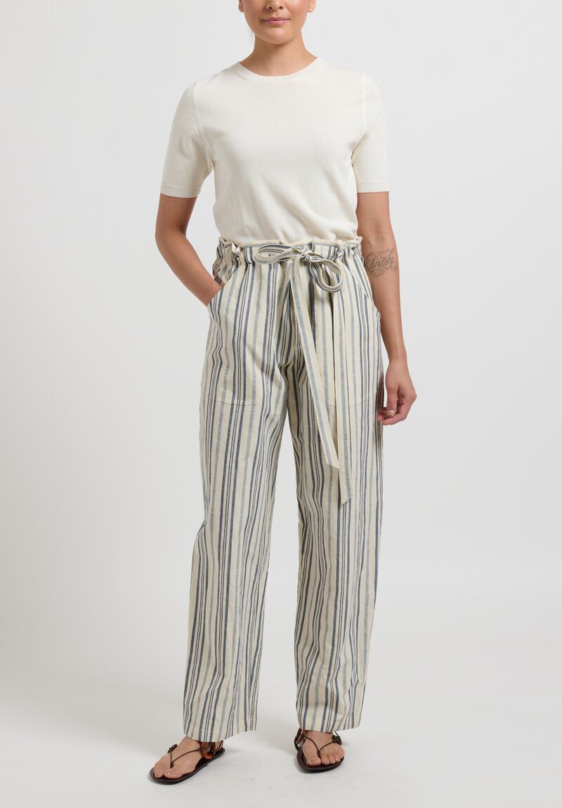 Zanini Striped Coulisse Pant in White & Blue	