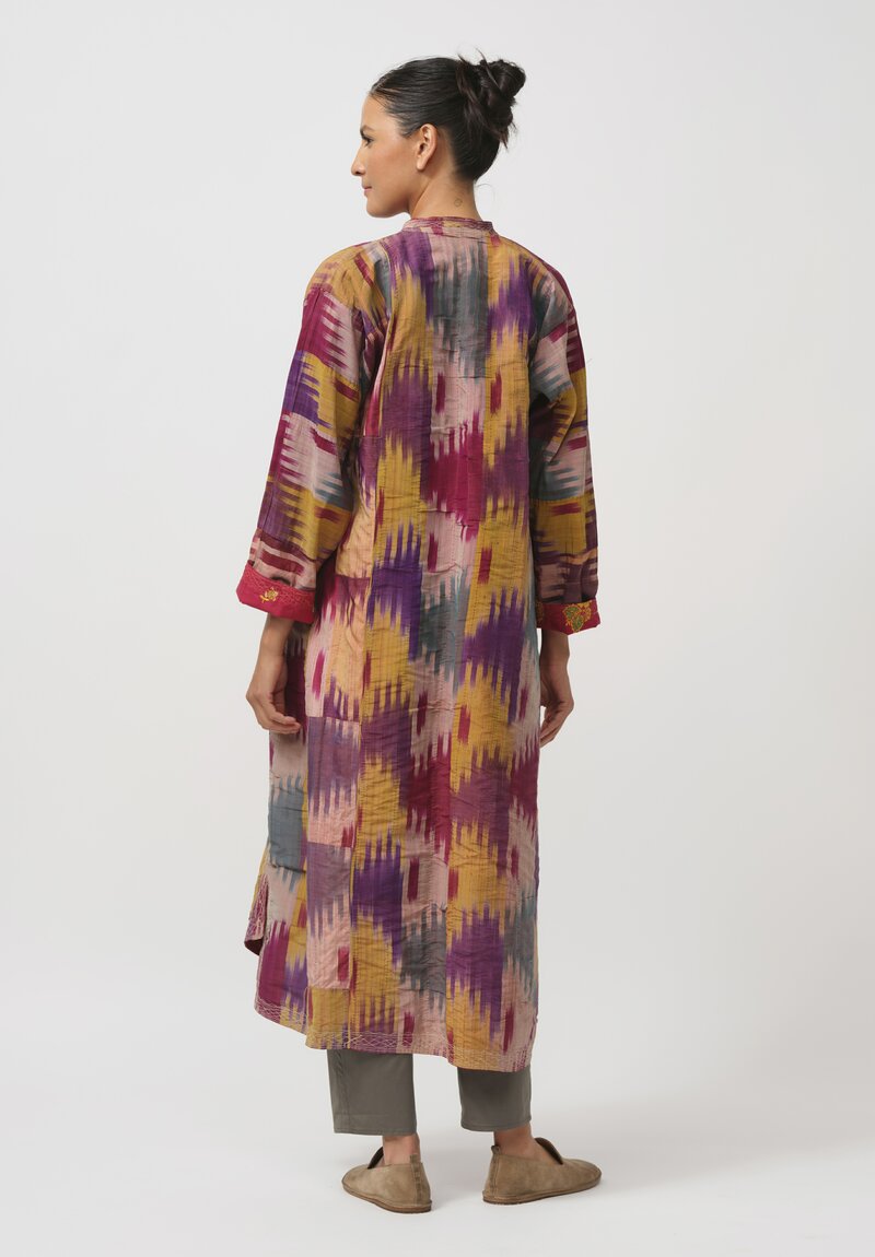 Shobhan Porter Antique Silk and Cotton Uzbek Chapan in Red Ikat	