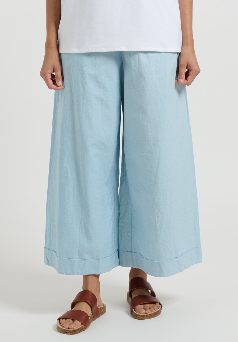 Daniela Gregis Washed Cotton ''Chambray'' Pigiama Pants in Celeste Blue	