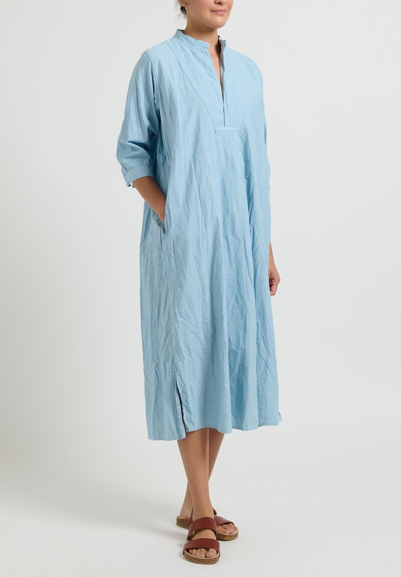Daniela Gregis Washed Cotton Chambray Kora Dress in Celeste Blue	