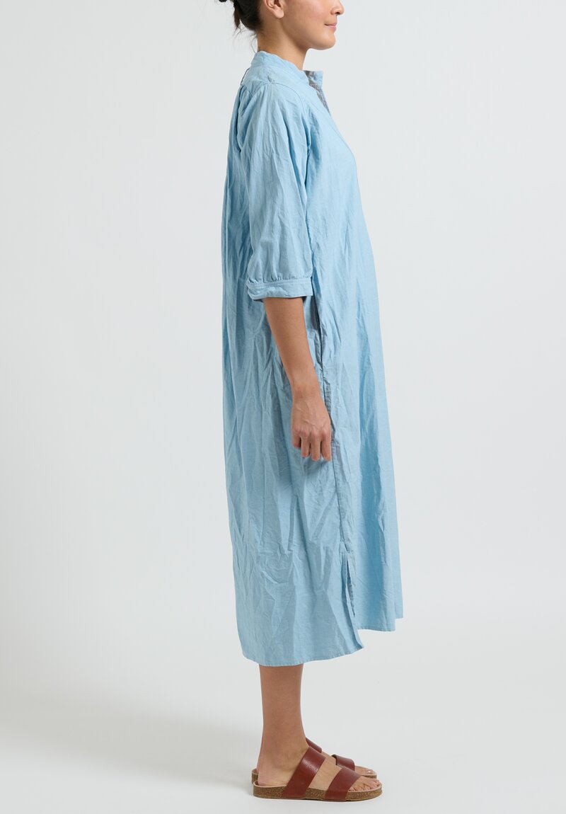 Daniela Gregis Washed Cotton Chambray Kora Dress in Celeste Blue	