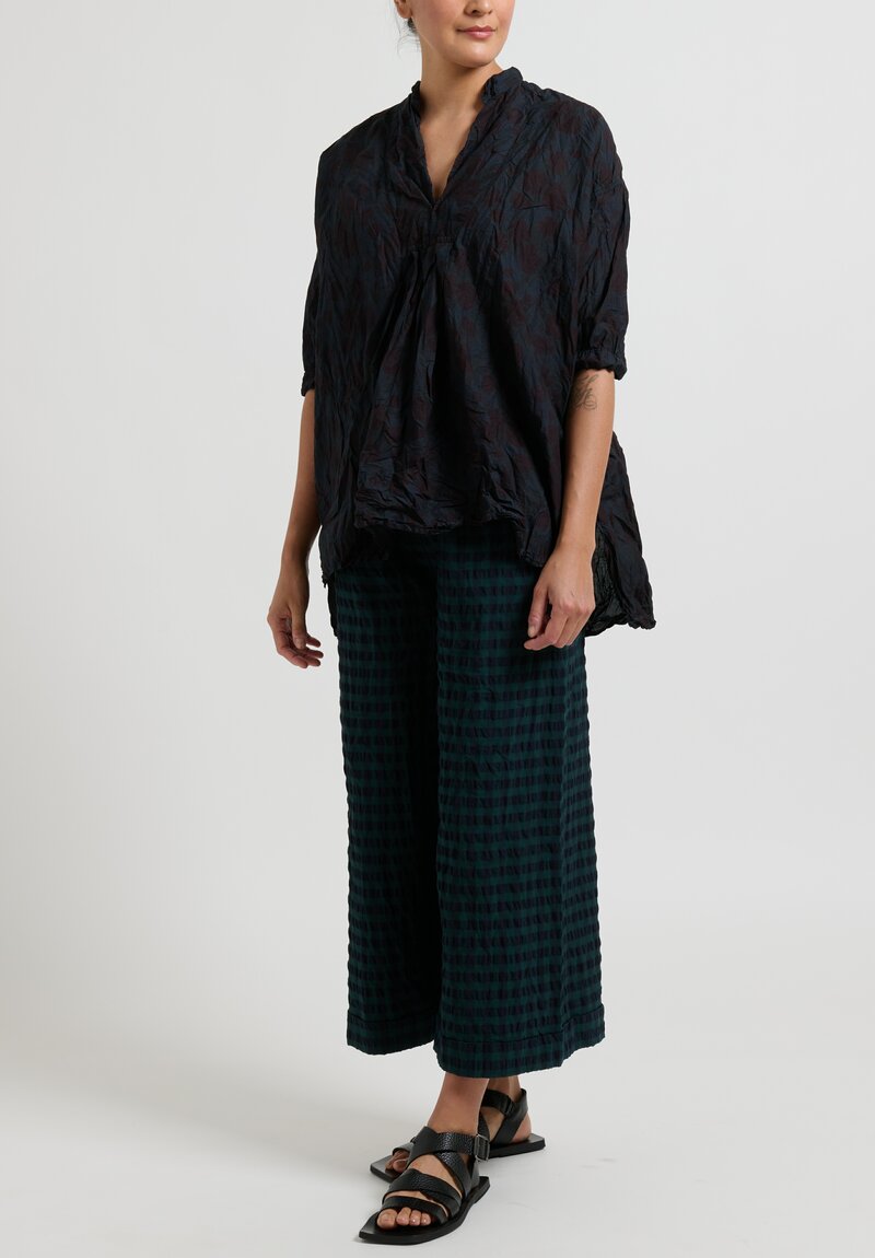 Daniela Gregis Washed Cotton Kora Top in Overdyed Green Color Mix	