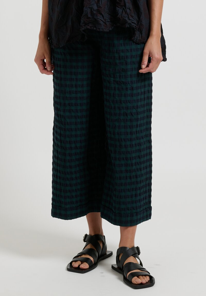 Daniela Gregis Washed Cotton Pigiama Pants in Overdyed Green Check	