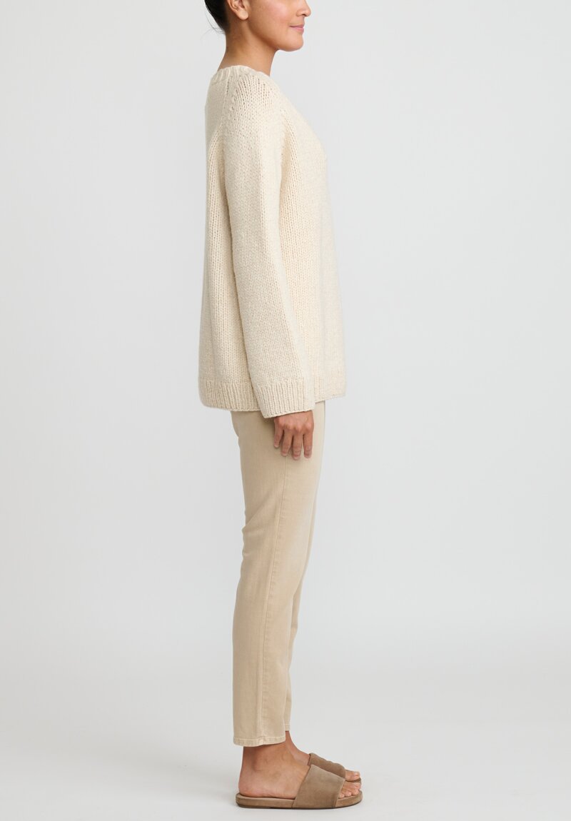 Wommelsdorff Hand Knit Alva Cashmere Sweater in Off White/Oatmeal	