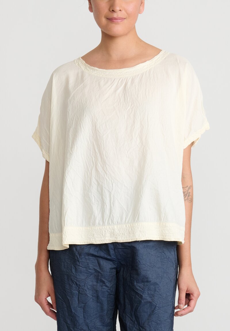 Chez Vidalenc Hand-Dyed Taffel Silk Carre Short Top in White 