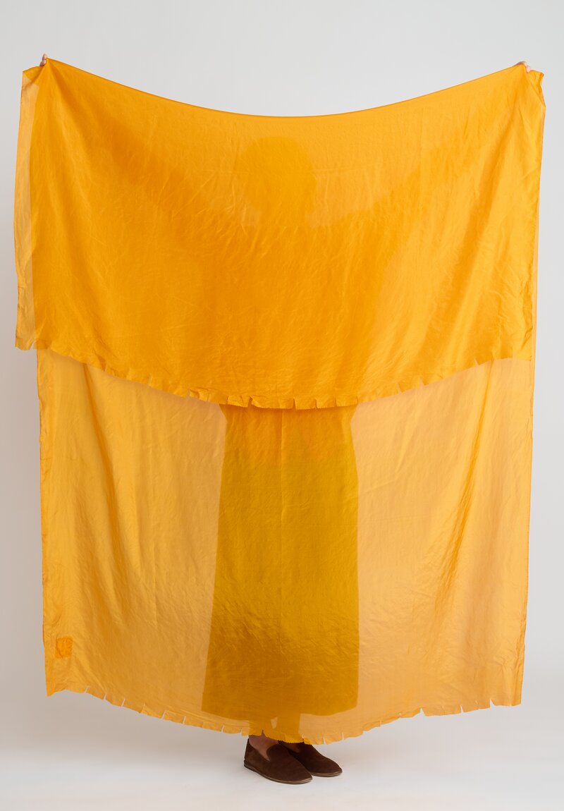 Chez Vidalenc Hand-Dyed Habotai Silk Scarf Soleil Yellow	