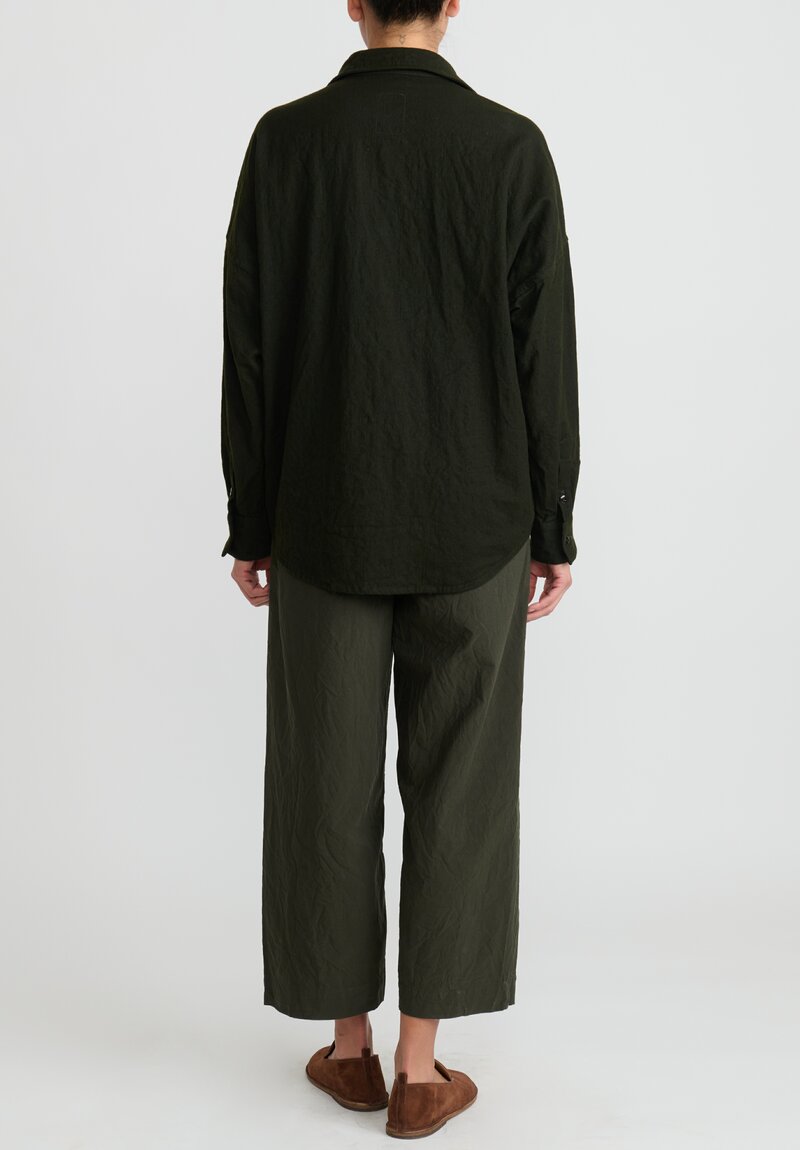 Chez Vidalenc Wool Mar AXL Shirt in Army Green