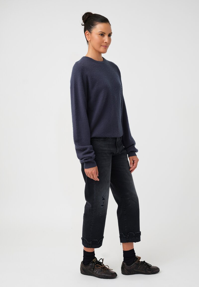 Frenckenberger Cashmere Boyfriend R-Neck Sweater in New Atlantis Blue
