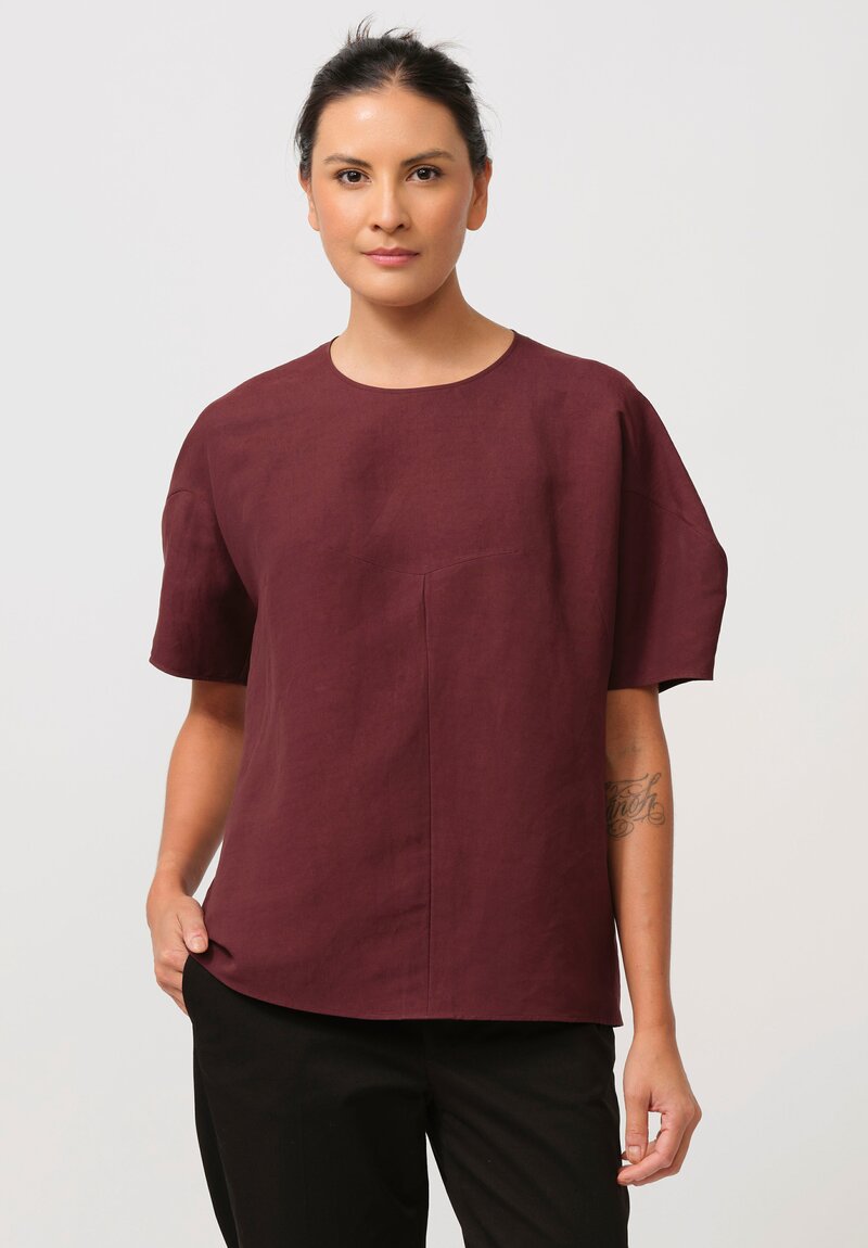 Jil Sander Washi Top in Chocolate Red-Brown	