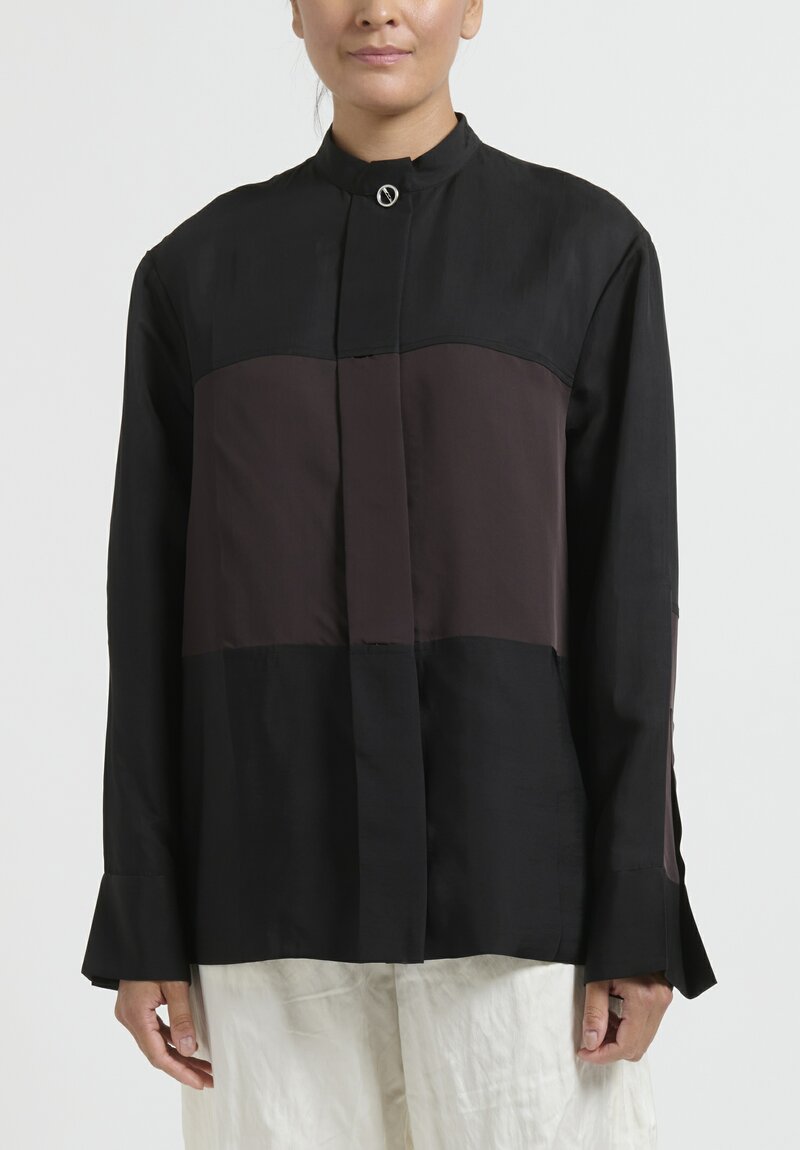 Jil Sander Band Collar Q10 Shirt in Black	