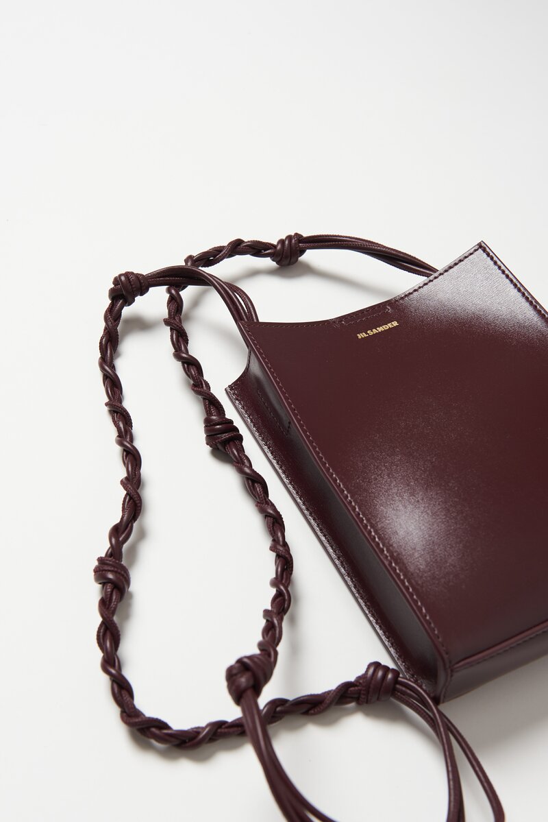Jil Sander Leather Small ''Tangle'' Cross Body Bag in Ox Blood Red	