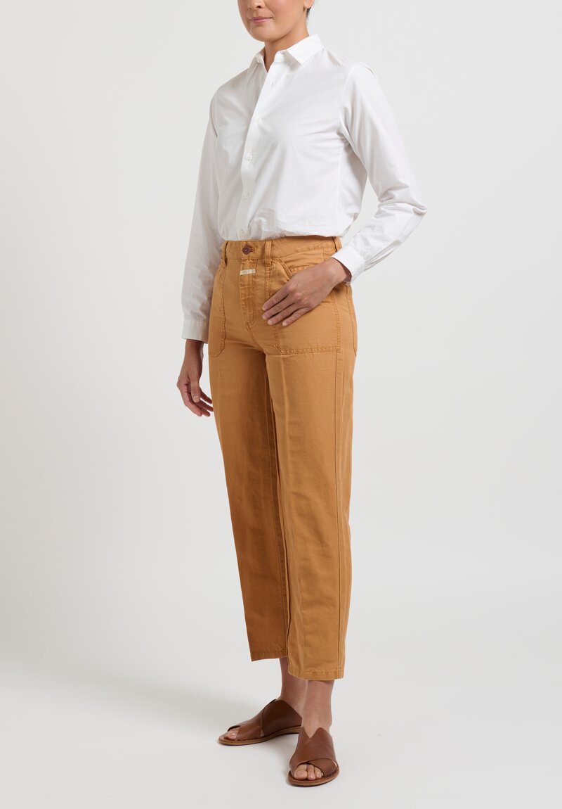 Closed Jeans Women's Brown/Gold Cotton Italy Skinny Baker Pants