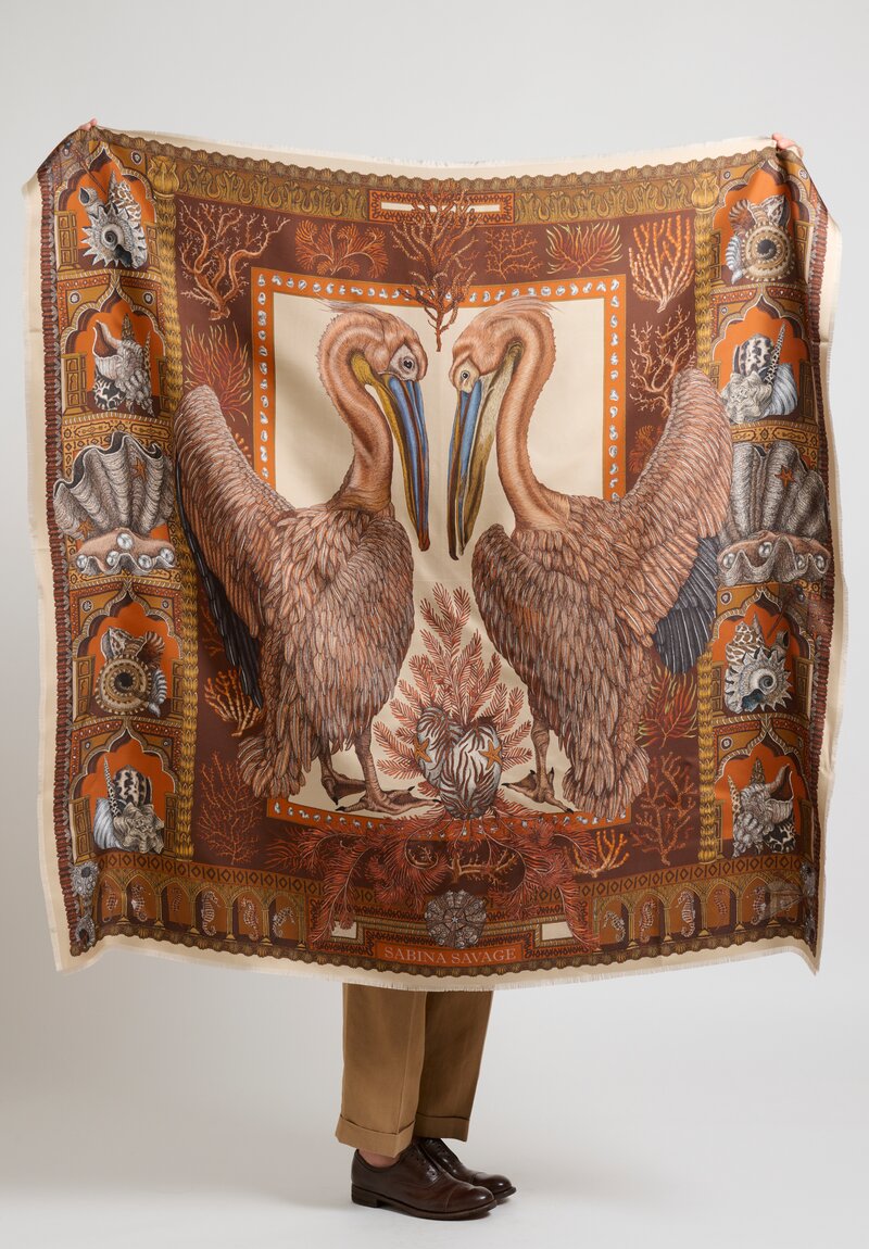 Sabina Savage Silk The Pelicans and the Sea Scarf	