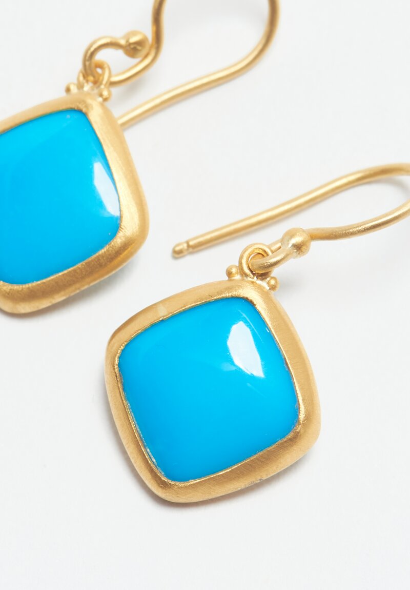 Lika Behar 24K, Diagonal Set Sleeping Beauty Turquoise Earrings	