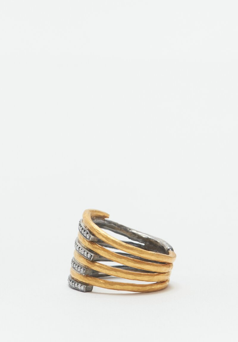 Lika Behar 24K & Oxidized Silver ''Zebra'' Ring with Diamonds	