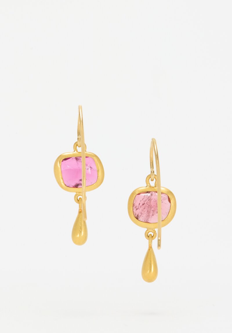 Greig Porter 18k, 22k, Rhodalite Earrings in Pink Rhodalite	