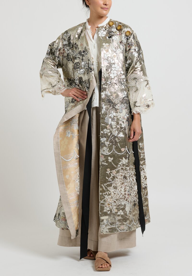 Biyan Embroidered Linen 4 Sleeve ''Sasabila'' Shirt in Ivory	