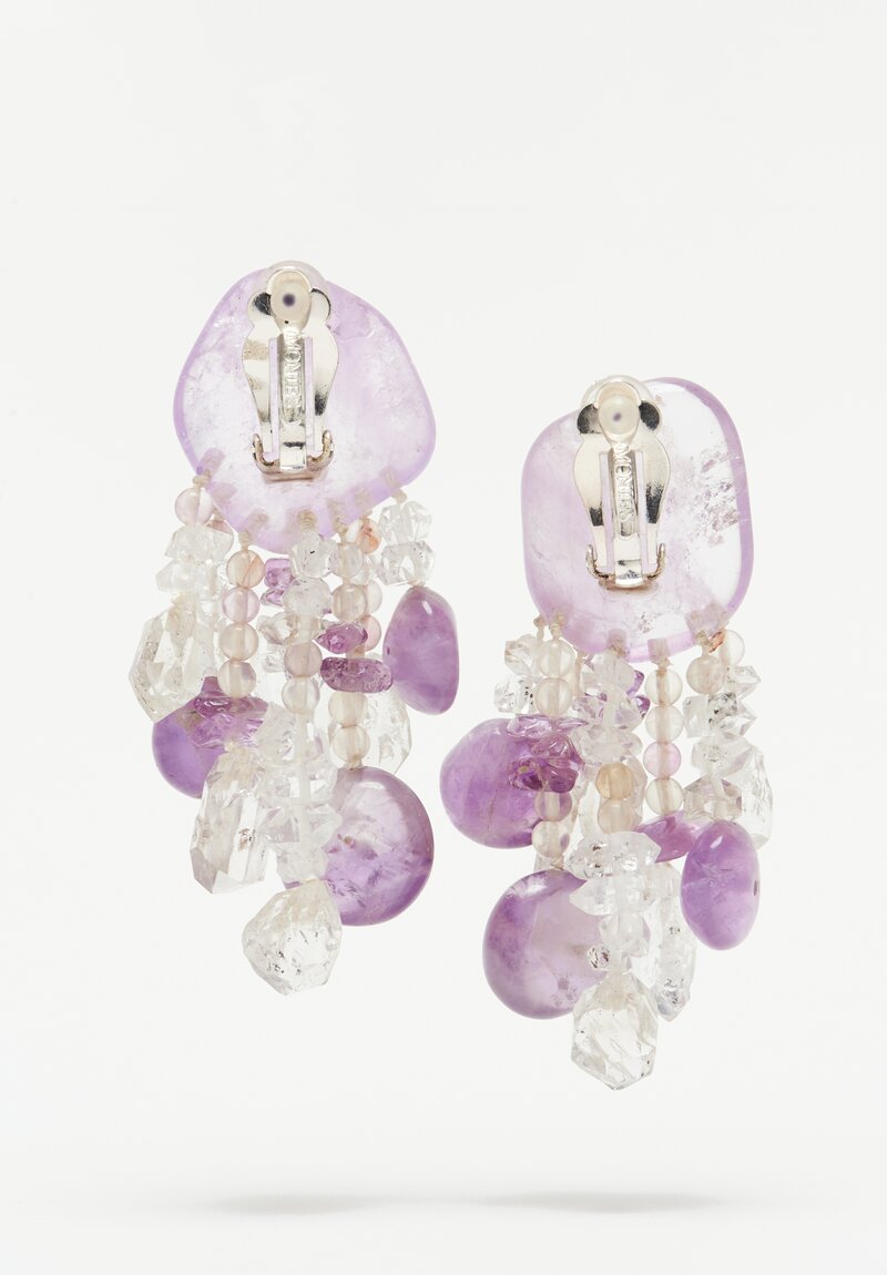 Monies Amethyst & Double Terminated Mountain Crystal Earring 3 Inch	