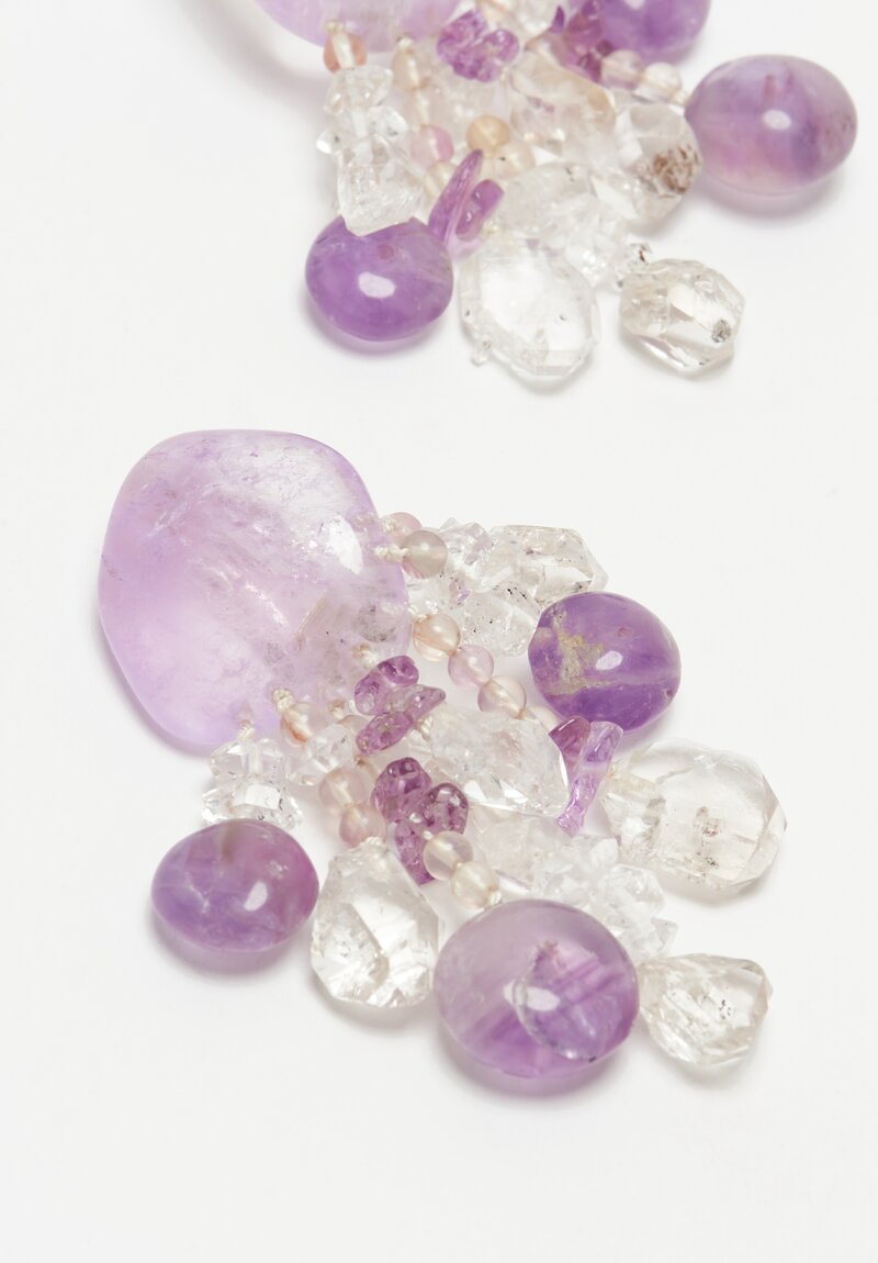 Monies Amethyst & Double Terminated Mountain Crystal Earring 3 Inch	