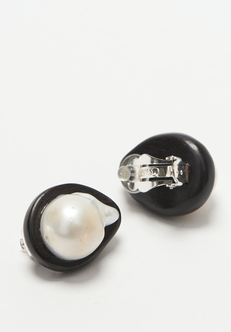 Monies Baroque Pearl & Ebony Earrings 1 Inch	