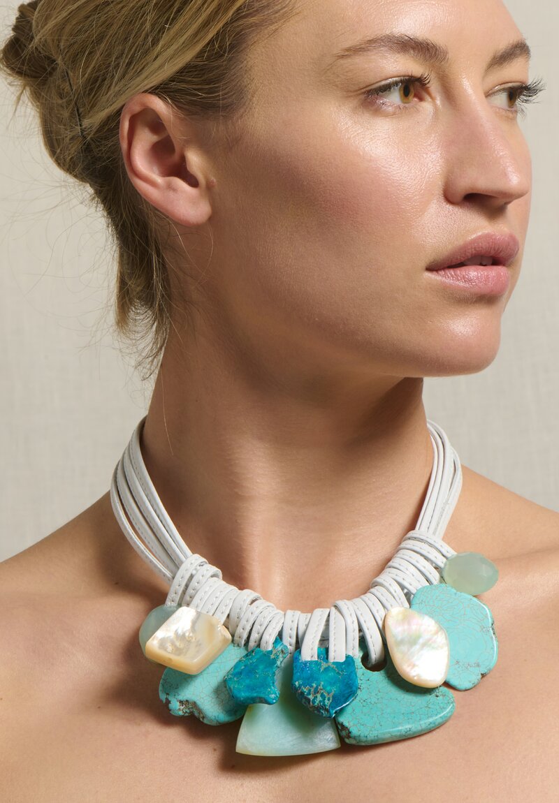 Monies Andean Opal, Turquoise, Chrysocolla & Mother of Pearl Necklace	