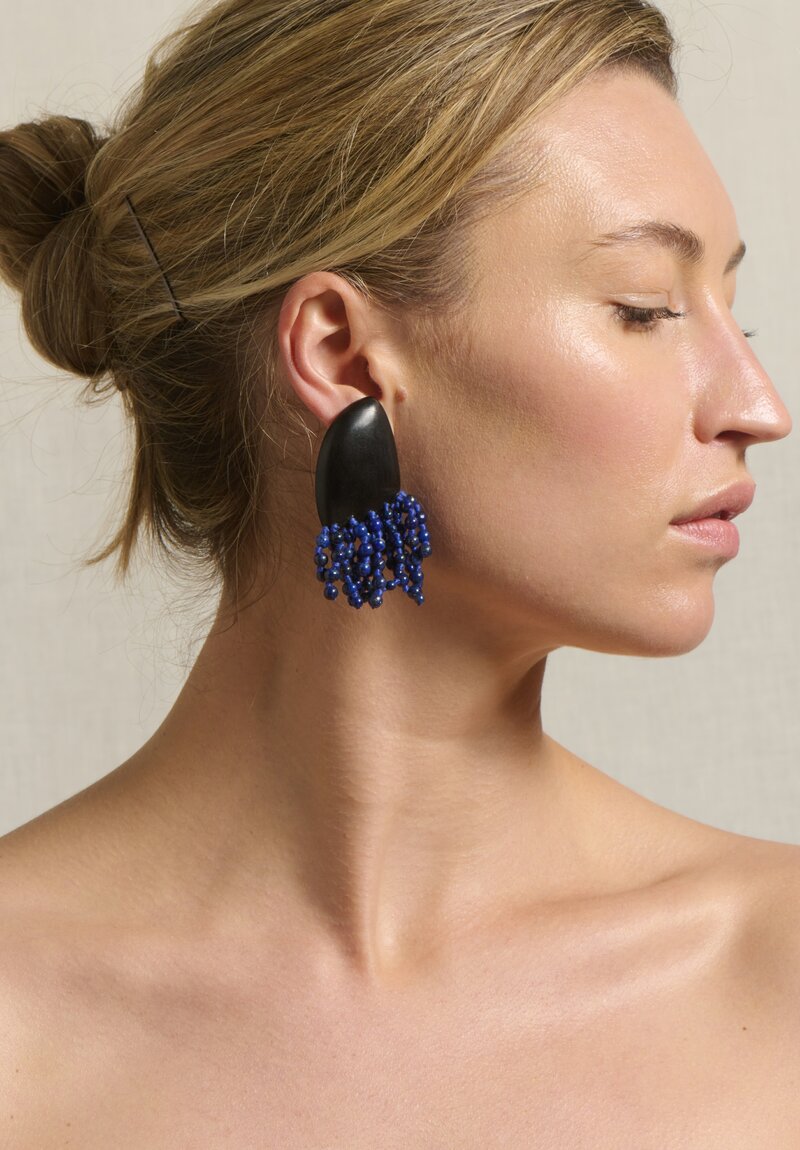 Monies Lapis Lazuli & Ebony Earrings 2.5 Inch	