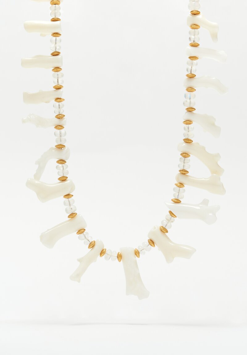Greig Porter 18k, Moonstone and White Coral Necklace 16.5 inches	
