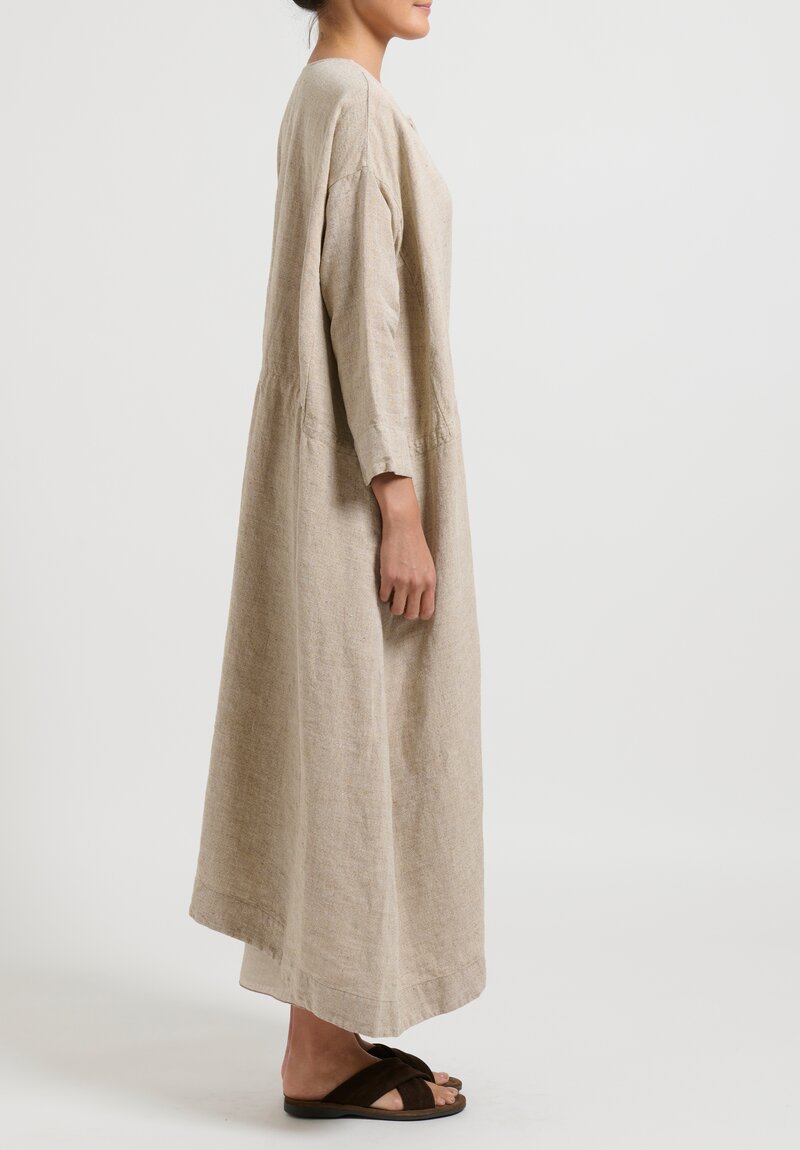 Kaval Button-Front Duster in Melange Tan	