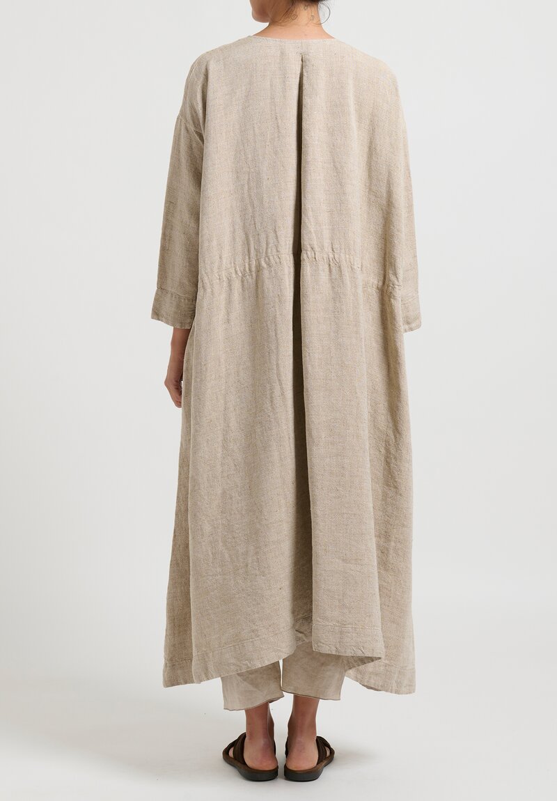 Kaval Button-Front Duster in Melange Tan	