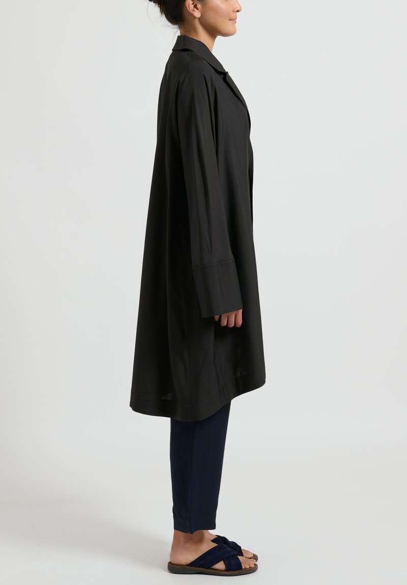 kaval Super 180s Wool Silk A-Line Overcoat	