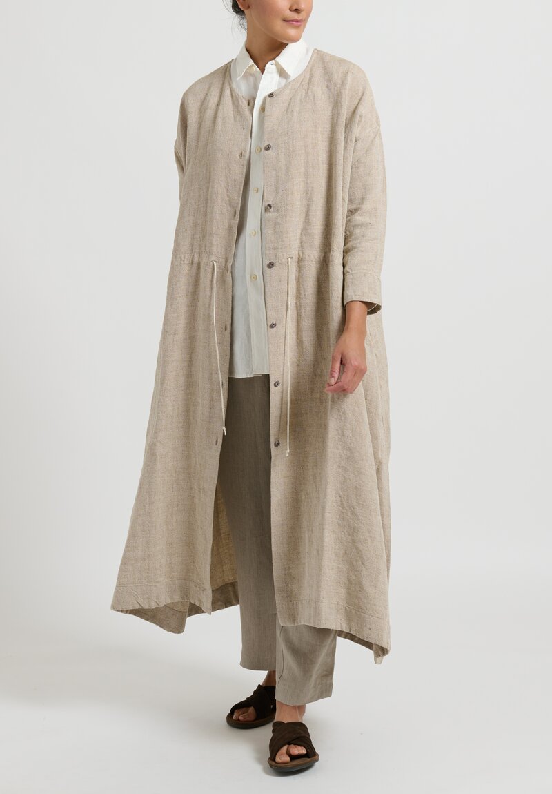 kaval Cotton/Linen Standard Shirt in Off White	