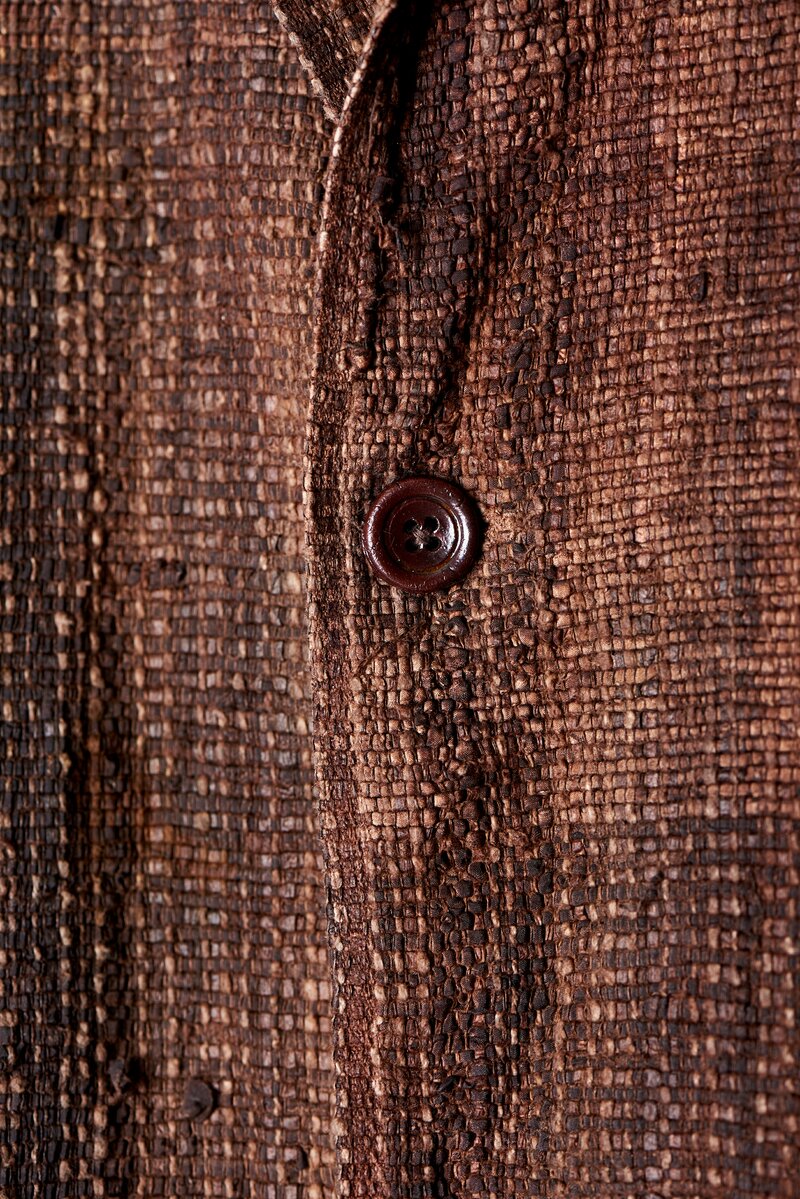 kaval Hand Woven Silk Washi Coat in Sabi X Kakishibu	