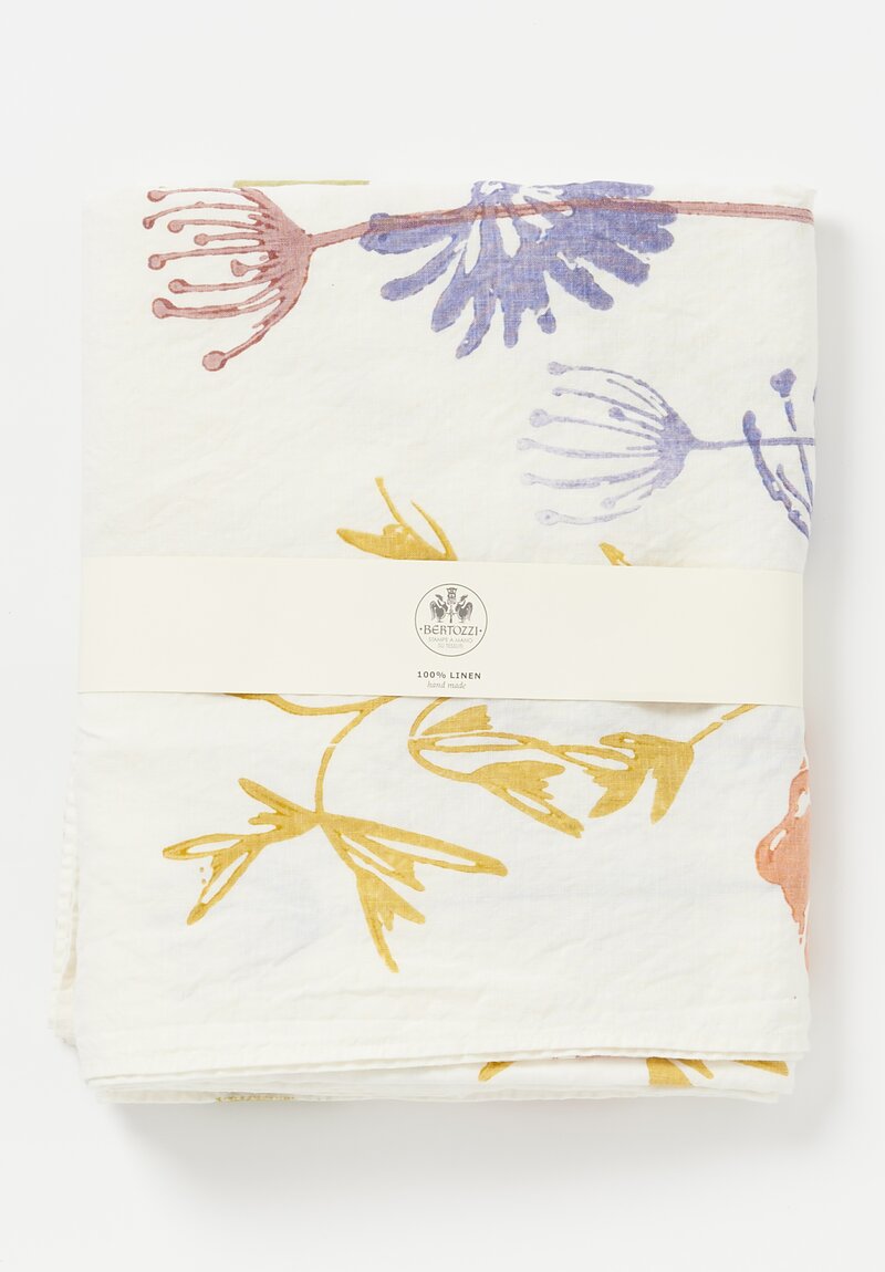 Stamperia Bertozzi Handmade Linen Large Printed Tablecloth Fiori Di Campo 2	
