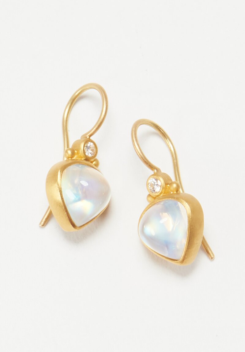 Denise Betesh 22K, Diamond & Tabiz Blue Moonstone Earrings	