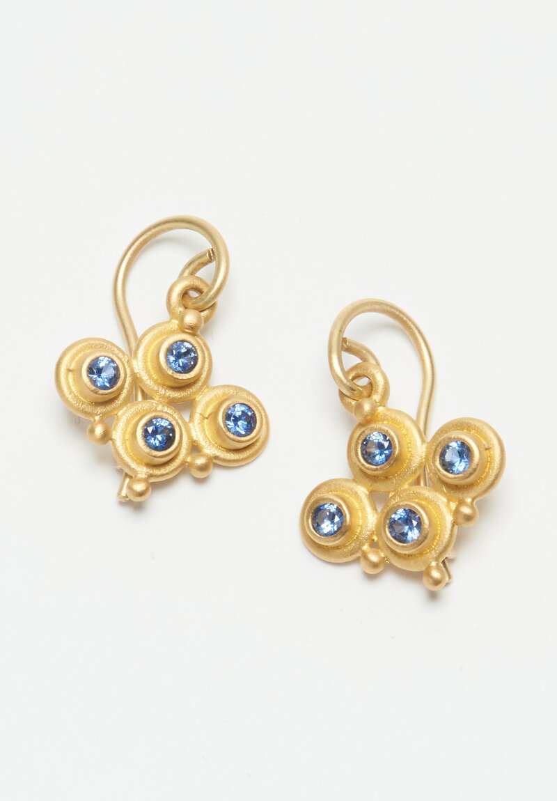 Denise Betesh 22k, ''Quattro'' Blue Sapphire Earrings	