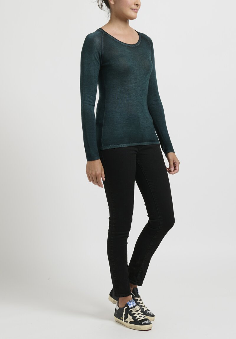 Avant Toi Cashmere/Silk Hand Painted Sweater	in Forest Green