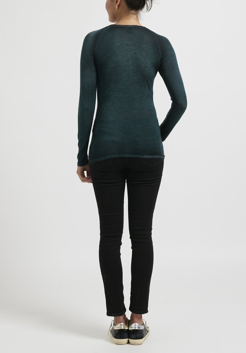 Avant Toi Cashmere/Silk Hand Painted Sweater	in Forest Green