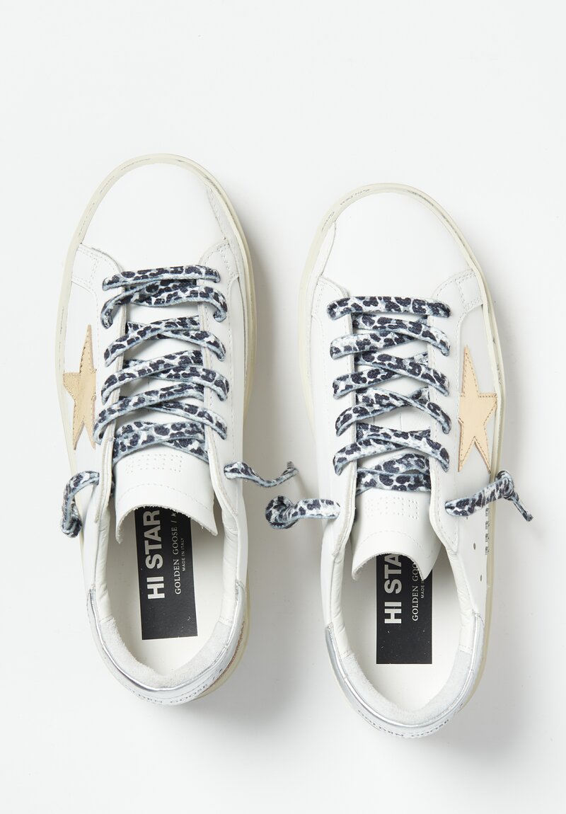 Golden Goose Leather Hi Star Heel and Spur in White