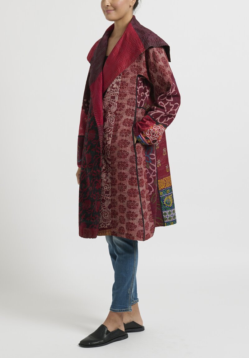 Mieko Mintz 4-Layer Jacquard Silk Kantha A-line Coat	