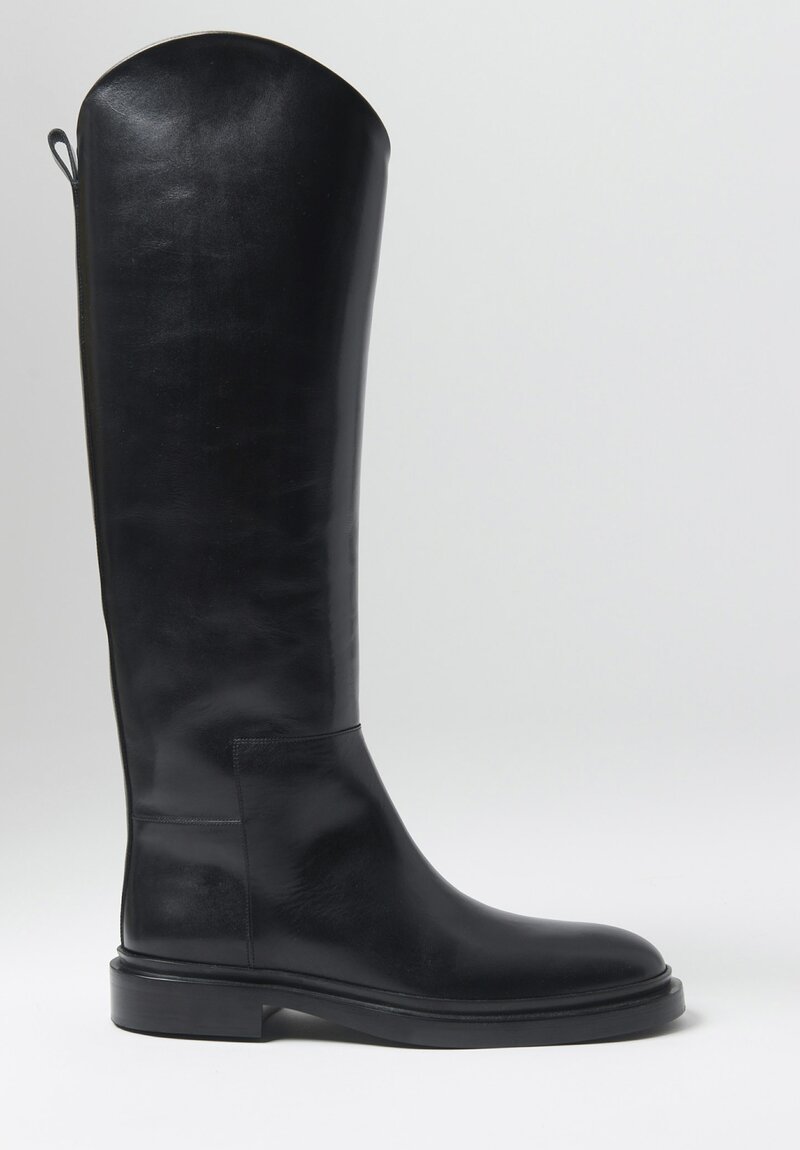 Jil Sander Royal Leather Riding Boots in Black