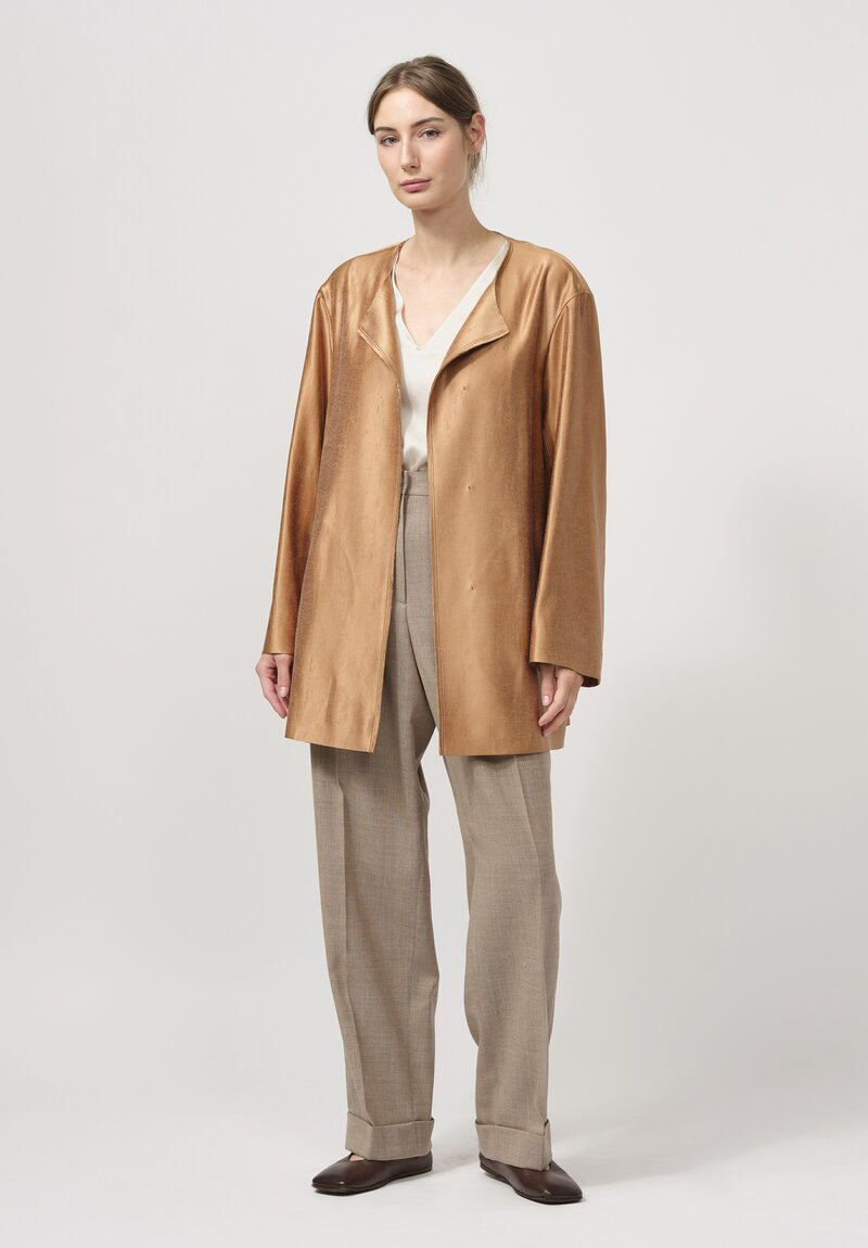 The Row Wool & Silk ''Alani'' Jacket in Dark Camel Brown	