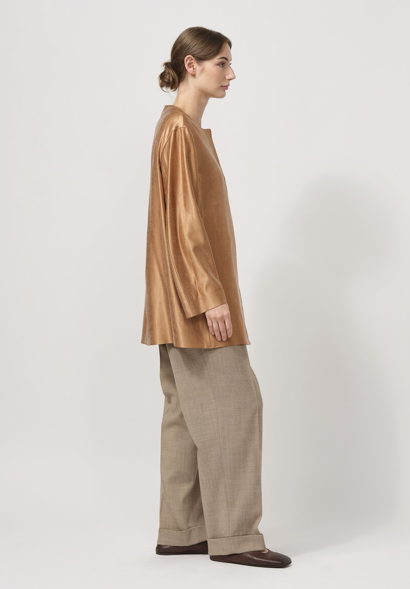 The Row Wool & Silk ''Alani'' Jacket in Dark Camel Brown	