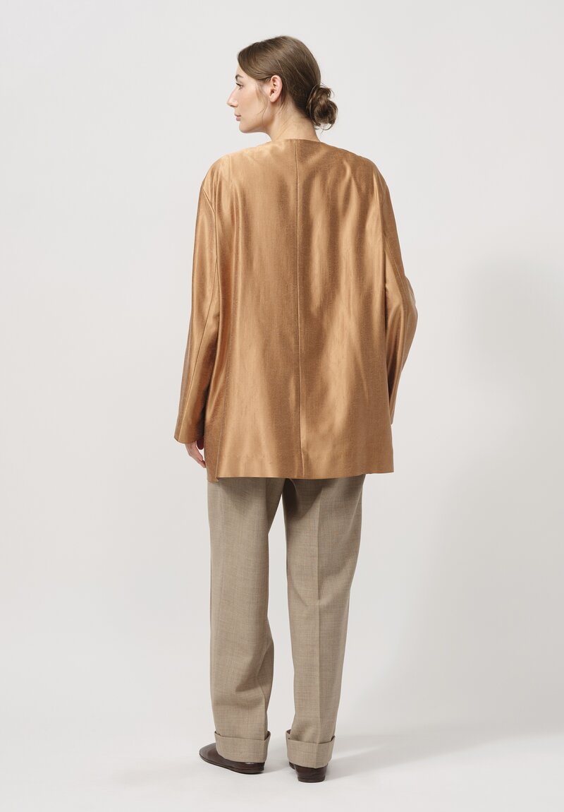 The Row Wool & Silk ''Alani'' Jacket in Dark Camel Brown	