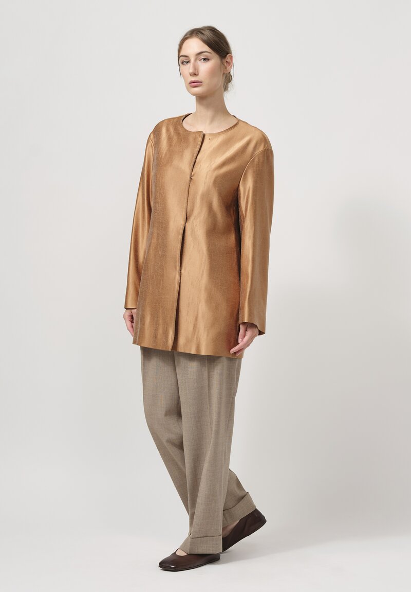 The Row Wool & Silk ''Alani'' Jacket in Dark Camel Brown	