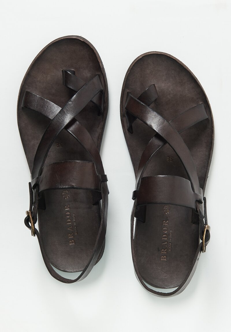 Brador Leather Laila Sandal	in Dark Brown