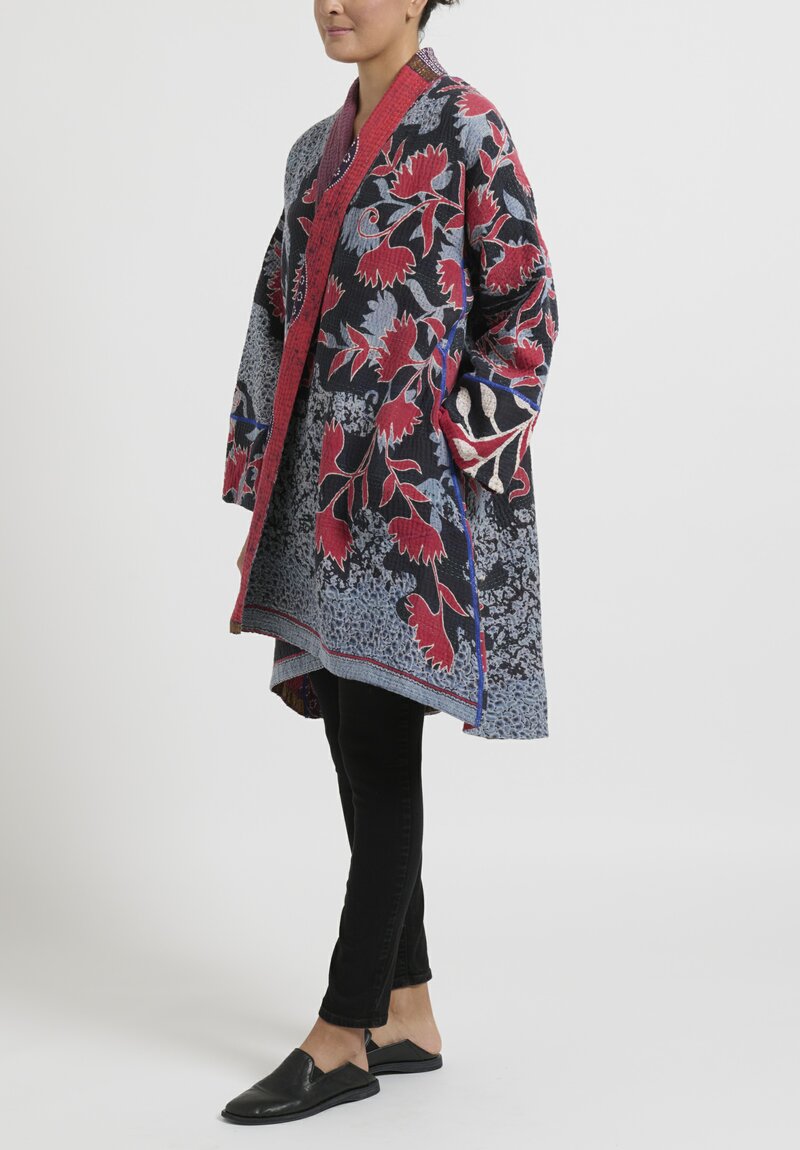 Mieko Mintz Kimono Long Jacket in Red and Black 
